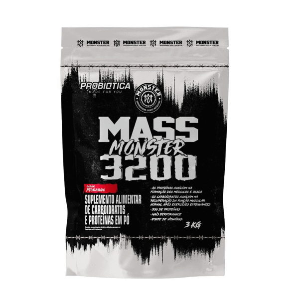 Mass Monster 3200 Refil 3kg Morango - Probiotica