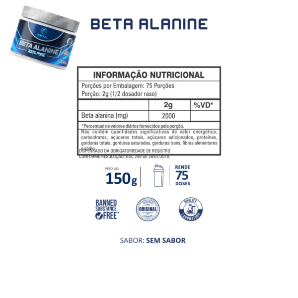 Beta Alanina 100% Pure 150g - OneFull® - Imagem 2