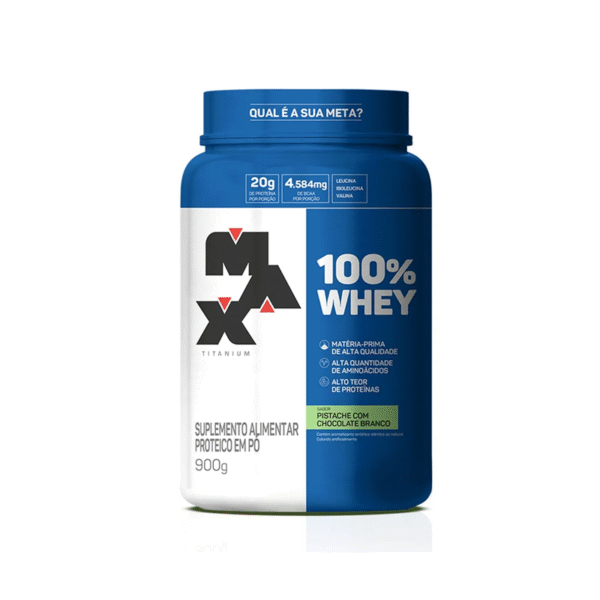 100% Whey POTE 900g PISTACHE COM CHOCOLATE BRANCO - Max Titanium