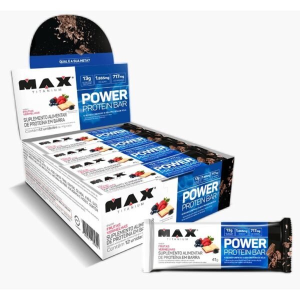 Power Protein Bar c/ 12 de 41g - FRUTAS VERMELHAS - Max Titanium